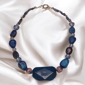 Handmade Howlite Stone Blue Beaded Necklace